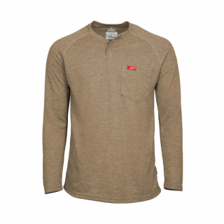 Lapco Flame-Resistant Raglan Sleeve Henley Tan T-Shirt